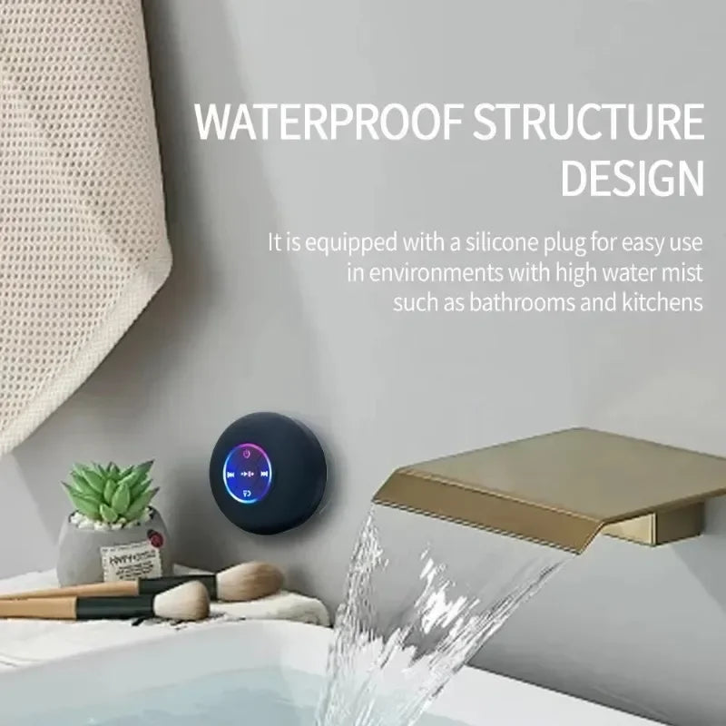 2025 New Bathroom Waterproof Wireless LED Suction Cup Mini Bluetooth Speaker Portable Outdoor Sports Stereo Speakers